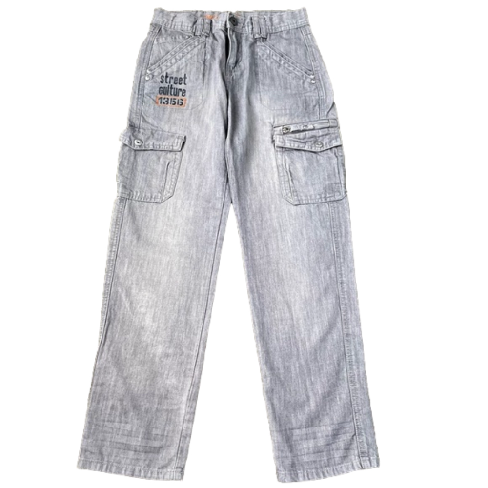 Boboli Youth Unisex Cargo Jeans Gray size 10